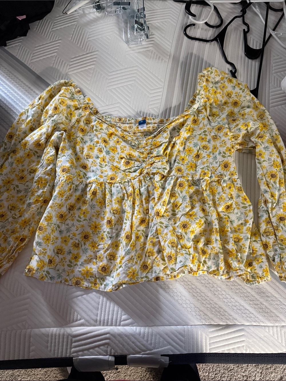 Floral Yellow Peasant Blouse - Women Tops